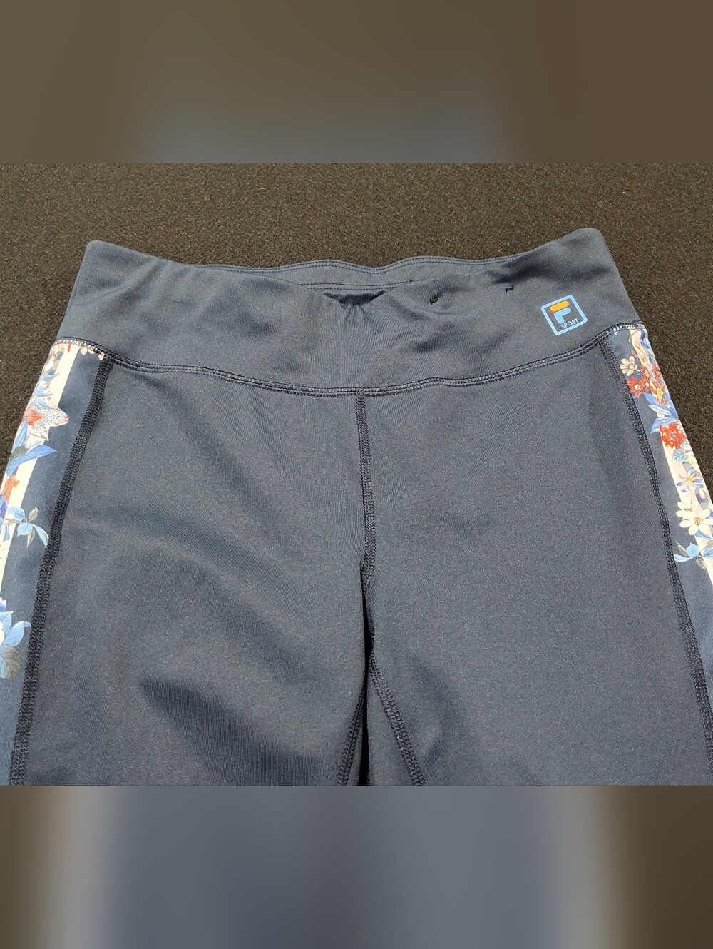 Fila Sport Floral Activewear Yoga Stretch Pants Women's Size Small, Navy Blue - Picture 3 of 11